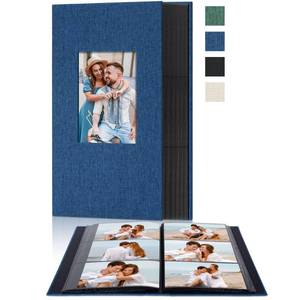 lot 43368 image: Remowith Cloth Cover Photo Album 4x6 with DIY Square Window Slip in Photo Book for Travel, Wedding, Anniversary 300 Pockets Navy Blue - Retail $20
