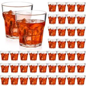 lot 62277 image: Tioncy 50 Pcs Acrylic Drinking Glasses 4.5 oz Small Whiskey Glass Clear Shot Glasses Bulk Unbreakable Stackable Mixed Drinkware Mini Beer Mug for Oktoberfest Drinking Bars Wine Vodka - Retail $37