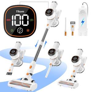 Tikom V500 Cordless Vacuum Cleaner for Home, 40000Pa/450W Stick Vacuum with LED Touch Screen, Charging Wall Dock, Anti-Tangle, Lightweight Handheld Vacuum for Pet Hair, Hard Floor, Carpet - Retail: $80