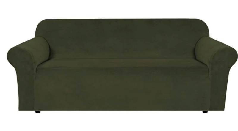 lot 19577 image: Olive Green Velvet Stretch Sofa Slipcover - Retail $25