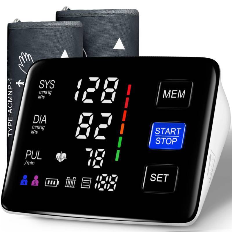 lot 24139 image: Blood Pressure Monitor, 9-17 & 13-21 Extra Large Blood Pressure Cuff Upper Arm, LED Color Backlit Screen Automatic Digital Blood Pressure Machine with USB Cable and 4 AAA Batteries - Retail $60