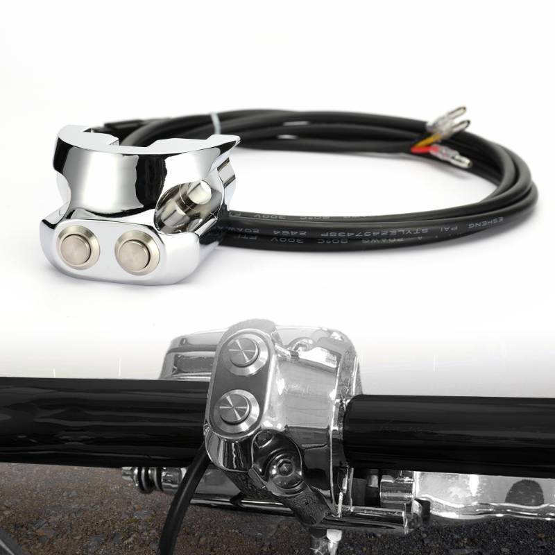 lot 28133 image: TIGERSGATE Chrome 1 Handlebar Switch Motorcycle Air Ride Suspension Control Kit for Harley Dyna V-Rod Touring Sportster with AERO, AERO-A - Retail $50