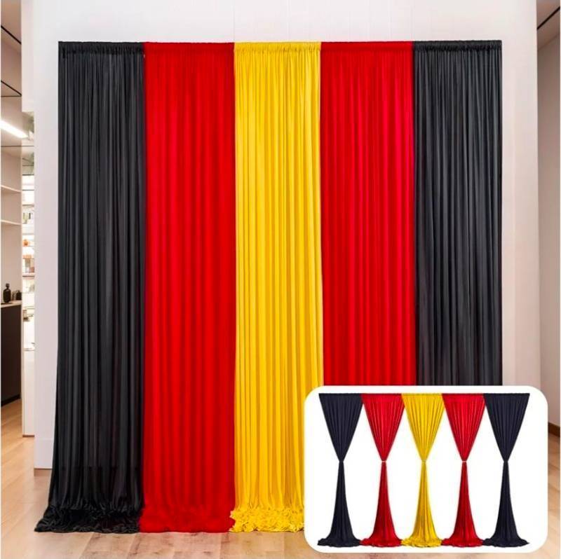 lot 42690 image: 5-Panel Backdrop Curtain Set Black Red Yellow - Retail $35