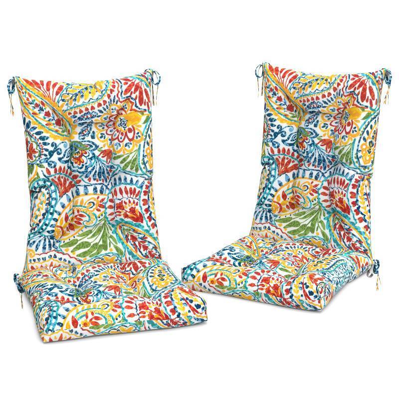 lot 60546 image: LVTXIII Outdoor Rocking Chair Cushion Set, Patio Fade and Water Resistant Tufted Seat Cushions with Ties for Rocking Chairs Use, 43x19x3, Set of 2, Paisley Multi - Retail $100