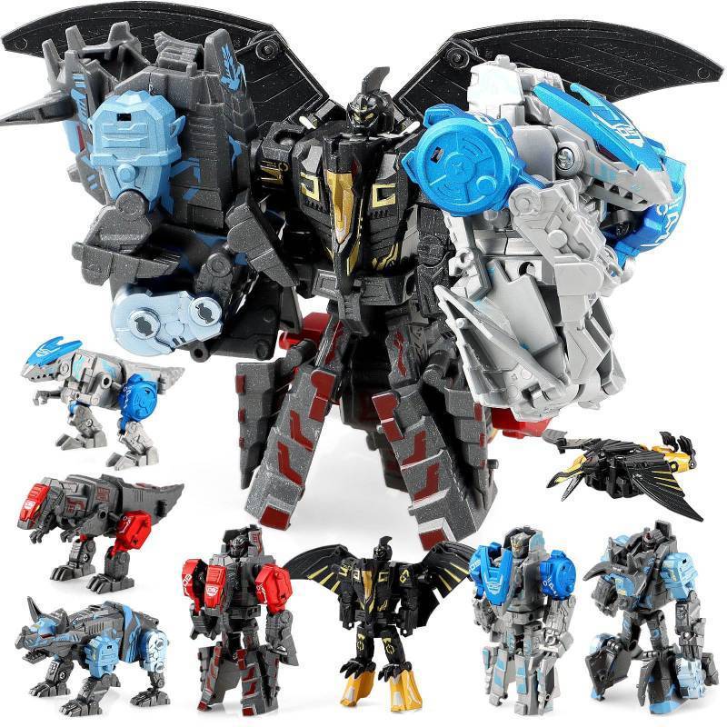 lot 24108 image: JONEG Transforming Robot Dinosaur - 4-in-1 STEM Toy, 11 Shapes Transforming Toys for Kids, Ages 5-10, Black - Retail $27