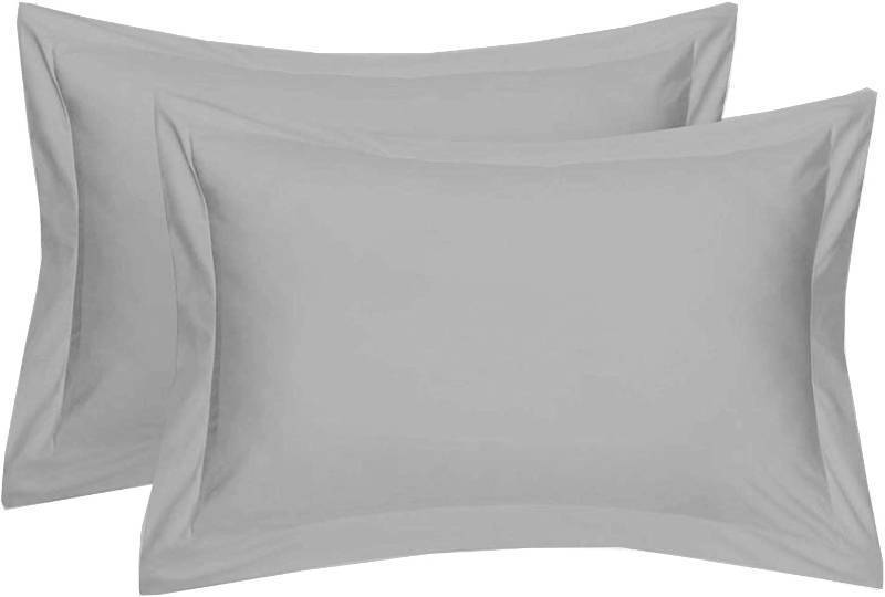 lot 28022 image: Precious Star Linen Pillow Cover Sham Set of 2 Standard 20x26 Inch 600-TC Long Staple Egyptian Cotton Pillow Cover with 2 Flange Sateen Weave Silky Soft & Breathable, Silver Grey - Retail $25