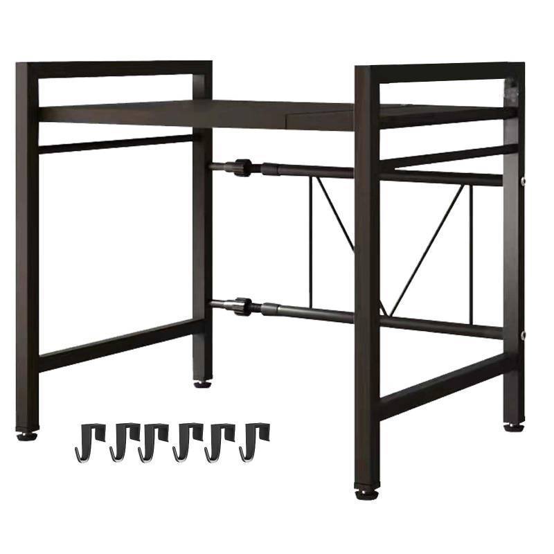 lot 24337 image: LUCKY KVW Microwave Oven Rack, Microwave stand,Adjustable Shelf with 6 Hooks Microwave Shelf, Microwave Rack, Extendable Kitchen Microwave Stand, Microwave Stand with Storage (shelf 001) - Retail $26