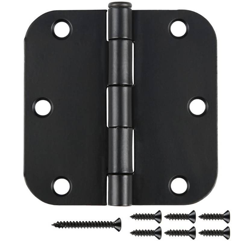 lot 62093 image: 30 Pack Matte Black Door Hinges 3.5 x 3.5 Inch 58 Radius, Interior Heavy-Duty Rounded Hinge for Doors Standard Bedroom Office Door Hardware Removable Pin,RV,Garage,Storage Shed,Livestock Facilities - Retail $29