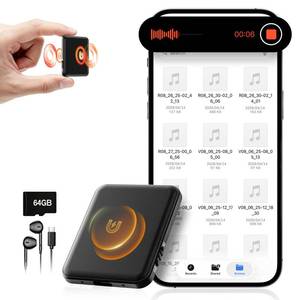lot 18475 image: Hypamutek Voice Activated Recorder 64GB - Double-Sided Magnetic Voice Recorder with AI Noise Reduction, Holds 6000 Hours of Audio, 75H Battery, Recording Device for Lectures, Meetings and Interviews - Retail $80