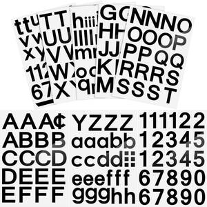 lot 18486 image: Outus 202 Pcs 8 Sheet Vinyl Letter Stickers 2 Inch Black Self Adhesive Mailbox Numbers Alphabet Sticker Waterproof Number for Graduation Cap Scrapbook Window Door Sign Address Business - Retail $10