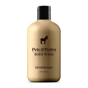 lot 18493 image: Pete & Pedro DESPERADO BODY WASH For Men - Rum & Tobacco Scented Moisturizing Mens Shower Bodywash  Has Activated Charcoal & Helps With Dry Skin  As Seen on Shark Tank, 12 oz. - Retail $19