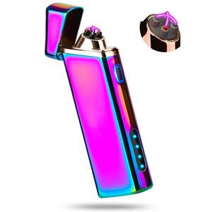 lot 18496 image: Electric Arc Windproof Plasma Lighter - USB Rechargeable, Upgraded Battery Indicator - Multichrome - Retail $14