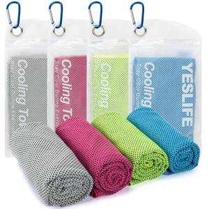 lot 18515 image: YESLIFE 4 Pack Cooling Towels 40x12, Gym Towels for Men and Women, Soft Breathable Workout Towels for Yoga, Running, Sport, Workout, Camping, Fitness & More (Blue, Grey, Green, Pink) - Retail $8