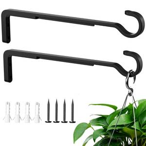 lot 18519 image: sSaffruff Heavy Duty Plant Hooks for Wall, 10 Inch 2 Pack, Wall Mounted Plant Brackets, Outdoor Plant Hangers Hold 35 lb, Iron Hooks for Hanging Baskets, Bird Feeder, Wind Chime, Lantern - Retail $12