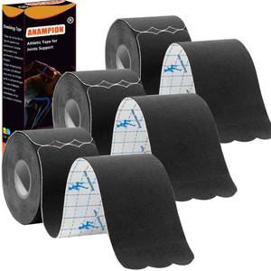 lot 18532 image: Kinesiology Tape Pro Athletic Sports (3 Rolls,60 Precut Strips) Waterproof Breathable Latex Free Tape for Ankle Wrists Knees Elastic Running Tennis Swimming Football Sports Activities Tapes Black - Retail $16