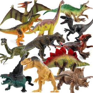lot 18534 image: OuMuaMua Dinosaur Toys for Kids, 12 Pack Realistic Plastic Dinosaur Figure Set Including T-Rex, Stegosaurus, Monoclonius, Dino Toys for Boys Party Favors, 6 to 7 Inch Large Size - Retail $20