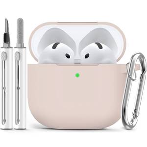 lot 18547 image: Ljusmicker for AirPods 4 Case 2024 with Cleaner Kit,Soft Silicone Protective Cover for Apple AirPods 4th Generation Cases for Women Men,for AirPod 4 Case Accessories with Keychain-Milk Tea - Retail $10