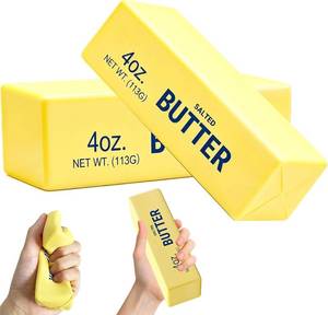 lot 18561 image: Slow Rising Squishy Taba Squishy, Stress Balls Party Favor Gift (Butter stick-2pcs)-0519 (Yellow-2pcs) - Retail $10