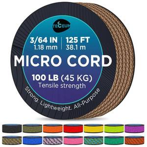 lot 18565 image: TECEUM Micro Paracord Coyote Brown 1.18 mm x 125 ft Micro Utility Cord Thin Braided Paracord Rope Nylon Polyester Wind Chime Replacement Survival Strong String 012c - Retail $9