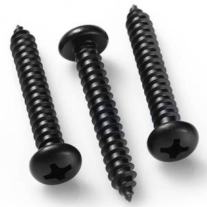 lot 18571 image: BNUOK #8 x 1-12 Inch Pan Head Wood Screws, Phillips Drive, Black Oxide Stainless Steel 304 (18-8), Self Tapping for Wood, Sheet Metal Screws, 50 Pack - Retail $8