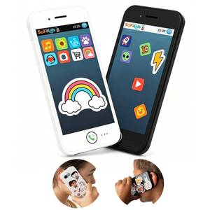 lot 18581 image: SciFiKids Toy Phone for Kids 2 Pack, Rechargeable Two-Way Voice Walkie Talkie Phones, One-Button Talk, Clear Sound, Screen-Free Pretend Toys with Fun Stickers for Boys Girls Indoor Outdoor Play - Retail $18