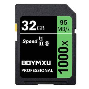 lot 18606 image: BOYMXU Professional 1000x Class 10 U3 Memory Card - 32GB, Compatible with Computers, Cameras & Camcorders, Up to 95MBs Read Speed, GreenBlack - Retail $12
