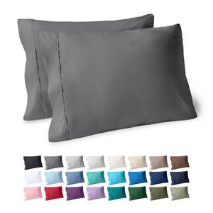 lot 18607 image: Bare Home Microfiber Pillow Cases - StandardQueen Size Set of 2 Cooling Pillowcases Double Brushed Grey Pack Easy Care (Standard Pillowcase 2, Grey) - Retail $14