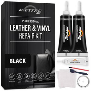lot 18618 image: Black Leather & Vinyl Repair Kit, Leather Repair Kit for Car Seat, Shoes, Jacket, Sofa, Couch, Purse, Steering Wheel, Console, Easily Restores Faux, Artificial, Genuine Pleather With Easy Instructions - Retail $10
