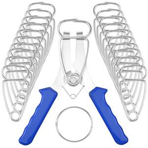 lot 18631 image: Miter Spring Clamps Kit for Woodworking 1PC Spring Loaded Pliers with 21PCS Miter Clamps for Picture Frames,Wood Trim,Moldings with 1 Storage Ring (Blue) - Retail $29