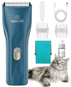 lot 18636 image: Oneisall Pet Clipper for Cat Matted Hair, Pet Shaver for Cats Quiet Pet Clippers Waterproof Cordless Cat Clippers for Matted Long Hair with Storage Bag (Green) - Retail $19