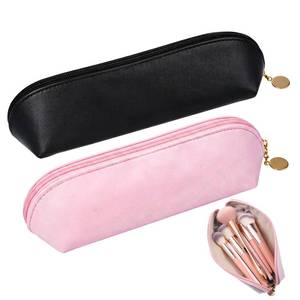 lot 18640 image: Skrfren 2 PCS Leather Makeup Brush Bag with Zipper, Portable Travel Mini Cosmetic Bag Makeup Brush Pouch, Compact Toiletry Pouch for Women Home Travel Office Cosmetic Storage Daily Work Essentials - Retail $5