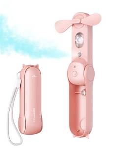 lot 18670 image: SWEETFULL Misting Fan Portable, Handheld Personal Mister Fans, Small Fan Rechargeable, Mini Spray Water Mist, Kids Women Portable Fans For Travel, Outdoors, Hiking, Camping Home Office (Pink) - Retail $12