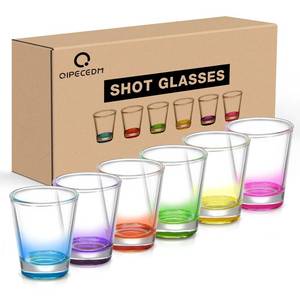 lot 26042 image: Qipecedm 6 Pack Heavy Base Shot Glasses Set, 1.6 oz Colorful Shot Bulk, Clear Shot Glass, Tequila Cups Small Glass, Shot Glasses for Whiskey, Tequila, Vodka, Spirits & Liquors - Retail $10