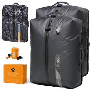 lot 26048 image: IKYWT Vacuum Seal Bags for Travel wPump, 18L Compression Packing Cubes for Carry-On Suitcase & Travel Backpack, Reusable IP67 Waterproof Vacuum Storage Kit, Gift Set (2-Pack) - Retail $60