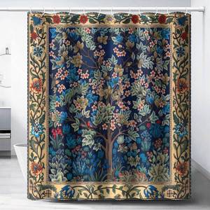 lot 26066 image: XBDDZSW Boho Shower Curtains William Morris Art Retro Design Flower Trees Pattern Printed Shower Curtains 66x72 Inch, Style - Retail $28