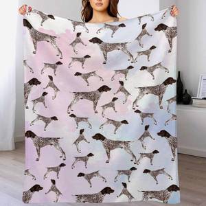 lot 26069 image: Shorthaired Pointer Dog Throw Blanket for Teens Boys Girls and Adults Soft Warm Cozy Funny Midweight Food Flannel Blankets for Couch Sofa Bed Camping Travel Home Decor 40 X 50 - Retail $19