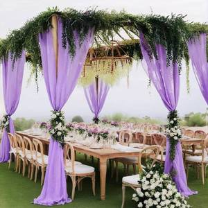 lot 26072 image: DUOBAO Lavender Wedding Backdrop Curtain Panels Photography Backdrops Drape 2-Pack 58x96 Light Purple Sheer Chiffon Drapes for Ceremony Living Room Window Decor - Retail $26