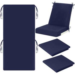lot 26076 image: Tudomro 2 Pcs Outdoor High Back Chair Cushion Covers (Not Includes Cushion) Waterproof Patio Replacement Rocking Chair Slipcover Seat Pad Cover with Tie for Furniture (Navy Blue,44 X 21) - Retail $42