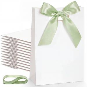 lot 26078 image: Aliceset 12 Pcs Wedding Paper Gift Bags 10 x 7 x 3.15 Small Thank You Bridesmaid Gift Bags with Die Cut Handles for Wedding Bridal Baby Shower Graduation Birthday Party Favor(White,Sage Green) - Retail $19