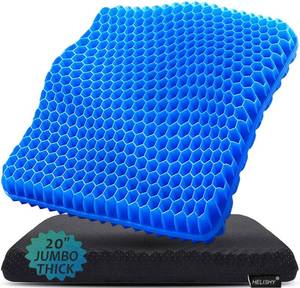 lot 26079 image: Helishy 20 Gel Seat Cushion for Long Sitting(Jumbo&Thick) Office Chair Cushion Wheelchair Cushions for Pressure Sores Non-Slip Desk Chair Car Seat Cushion Driving Sciatica & Back Pain Relief - Retail $37