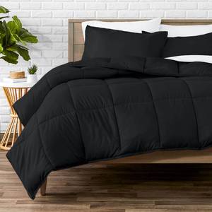 lot 26084 image: Bare Home Comforter Set - Queen Size - Ultra-Soft - Goose Down Alternative - Premium 1800 Series - All Season Warmth (Queen, Black) - Retail $59
