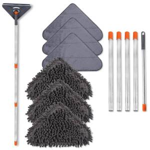lot 26098 image: NWGOF Wall Cleaner Mop with 79 Inches Long Handle, 360° Wall Washer Cleaner Tool for WallsCeiling FansDustBaseboardFloors Clean, Ceiling Cleaner Tool Duster with Squeegee 6 Replacement Pads - Retail $22