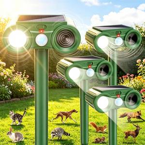 lot 26100 image: 2 Pack Solar Ultrasonic Animal Repellent Outdoor with Motion Sensor & USB Charging -Waterproof Sonic Fortress Pro Animal Deterrent Devices for Cat,Deer,Rabbit,Squirrel,Dog,Raccoon,Skunk in Garden Yard