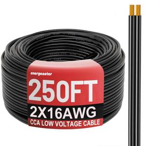 lot 26107 image: Energeaster 250FT 16 Gauge Low Voltage Landscape Wire 2 Conductors Low-Voltage Wire Hookup LED Lighting Strips Flexible Cable Copper Clad Aluminum(16AWG 250FT) - Retail $38