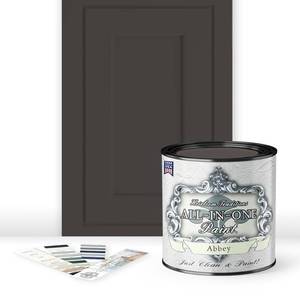 lot 26111 image: ALL-IN-ONE Paint by Heirloom Traditions, Abbey (Warm Gray), Quart - Durable cabinet and furniture paint. Built in primer and top coat, no sanding needed. Includes our 30 featured color card. - Retail $44