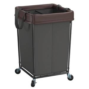 lot 26120 image: 160L Rolling Laundry Basket with Wheels, 2-Section Rolling Laundry Hamper with Wheels, Double Laundry Hampers Cart on Wheels for Clothing Organizer, Hotel, Bedroom, Bathroom and Dorm, Black - Retail $38