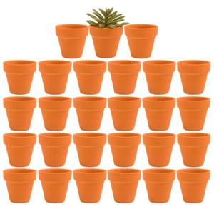 lot 26132 image: Fcacti 27 Pcs Small Mini Clay Pots 2.1 Terracotta Pot Clay Ceramic Pottery Planter Cactus Flower Pots Succulent Nursery Pots- Great for Window Boxes, Cactus, Plants, Crafts, Wedding Favors - Retail $17