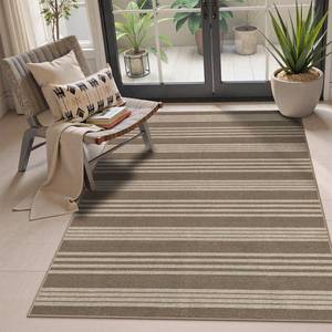 lot 26142 image: Lahome Elance Striped Easy Jute Porch Rug, 3x5 Washable Rugs for Entryway Living Room, Farmhouse Nature Non Slip Non Shedding Indoor Outdoor Carpet for Entry Classroom Patio, Khaki - Retail $38