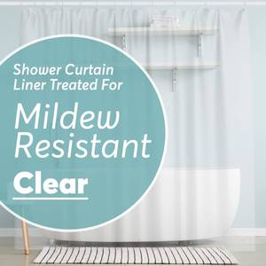 lot 26148 image: BigFoot Clear Shower Curtain - 72x72 Odorless Plastic with Magnets, Washable Long Bathroom Curtain - Premium PEVA Waterproof Bath Curtain, Rust-Proof Bathroom Essentials - Retail $10