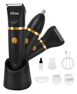 lot 26155 image: Ufree Bikini Trimmer Electric Razors for Women, Ceramic Blade Body Hair Trimmer, IPX7 Waterproof Rechargeable Lady Shaver, Personal Groomer for Legs & Pubic Hair, Gifts for Women, Black - Retail $25
